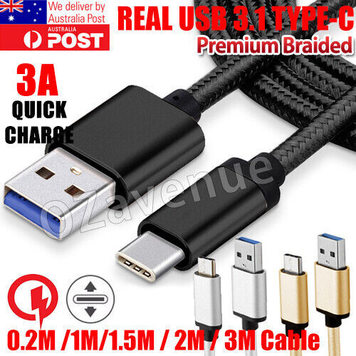 USB C Type C Data Cable Fast Charge For Samsung S21 S20 S9 S8 S10 2m 3m Long