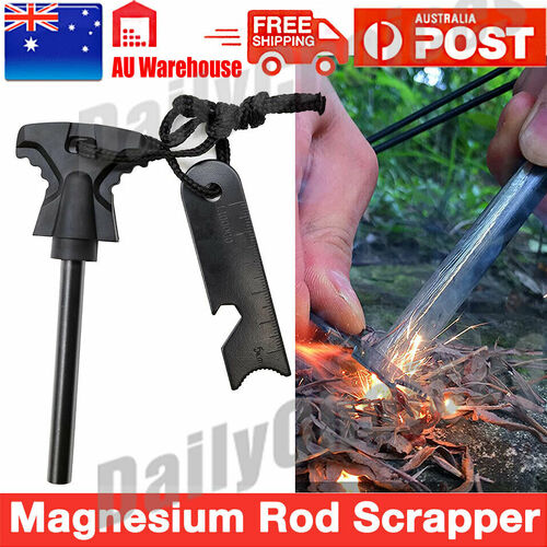 8mm Flint Rod Camping Survival Fire Starter Lighter (FULL Magnesium Rod) New AU