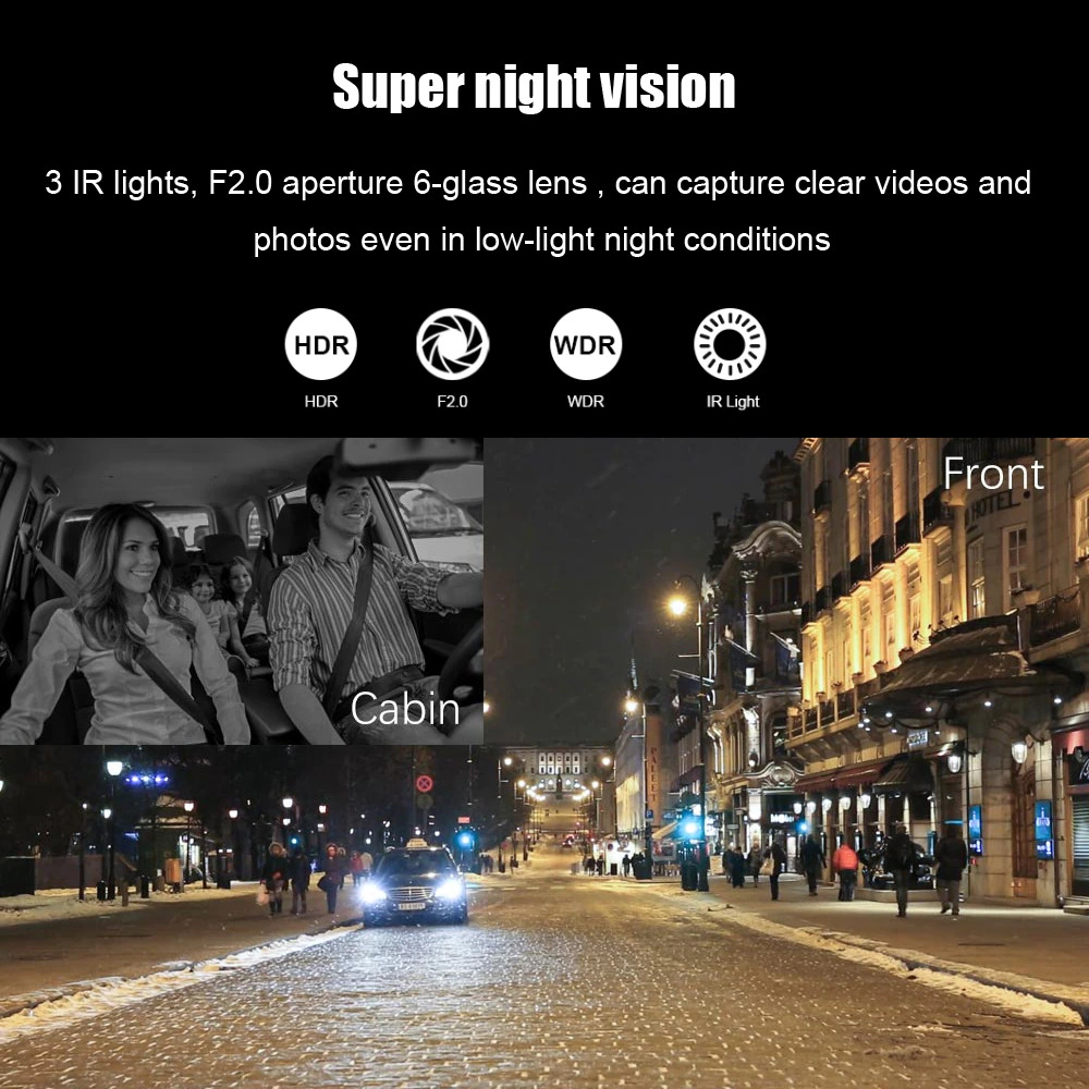 Dual Lens Car DVR Dash Cam Video Recorder 1080P G-Sensor Front And